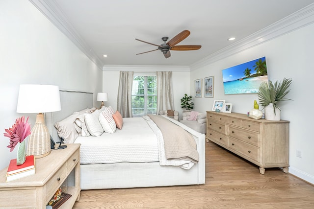 1143 Sea Eagle Watch, Charleston, SC 29412 - bedroom with ornamental molding, light wood finished floors, recessed lighting, and a ceiling fan