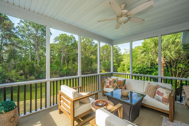 1143 Sea Eagle Watch, Charleston, SC 29412 - sunroom with an outdoor hangout area, ceiling fan, and healthy amount of natural light