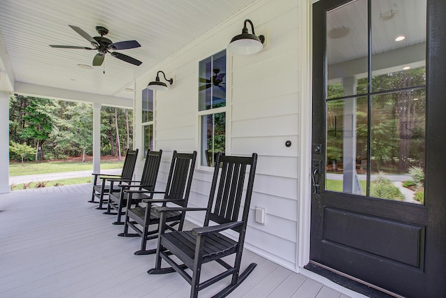 105 Bobcat Ln, Ravenel, SC 29470 - wooden porch with a ceiling fan