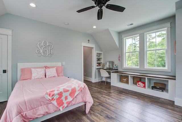 105 Bobcat Ln, Ravenel, SC 29470 - bedroom with lofted ceiling, recessed lighting, wood finished floors, ceiling fan, and baseboards