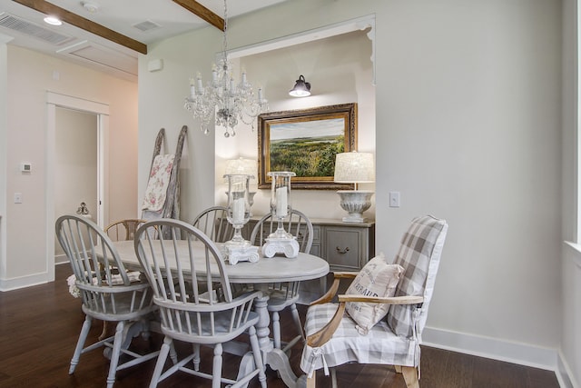 105 Bobcat Ln, Ravenel, SC 29470 - dining area with baseboards, dark wood-style floors, and a chandelier