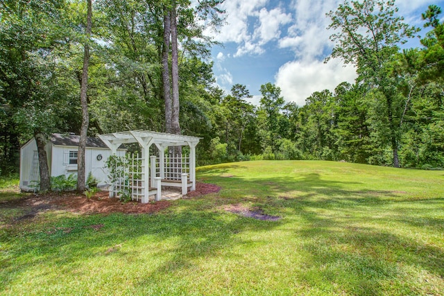 105 Bobcat Ln, Ravenel, SC 29470 - view of grassy yard with a pergola