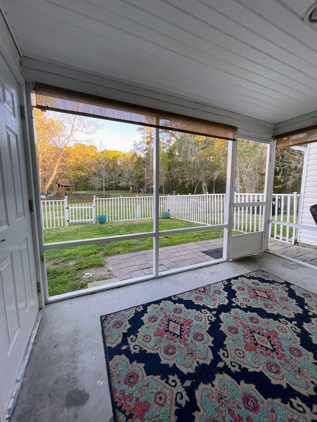 view of unfurnished sunroom