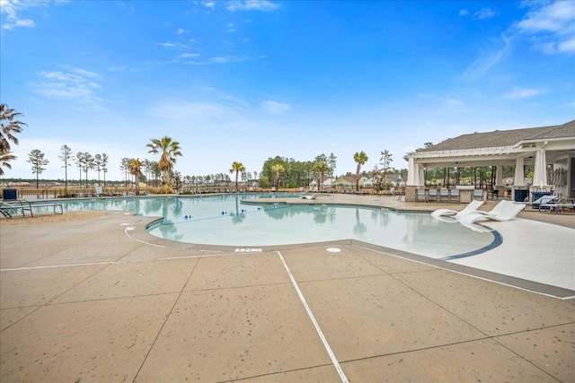 view of pool featuring a patio