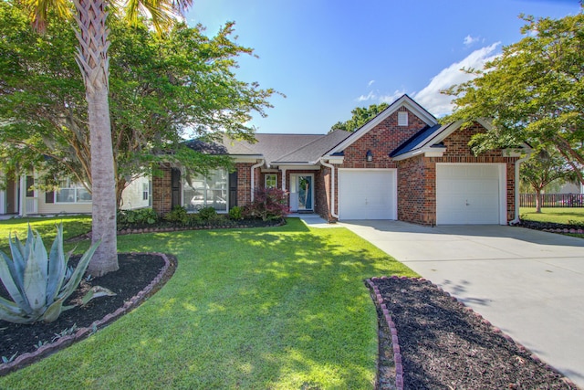 486 Maple Oak Ln, Charleston, SC 29414 - view of front of property featuring a garage, brick siding, a front lawn, and driveway