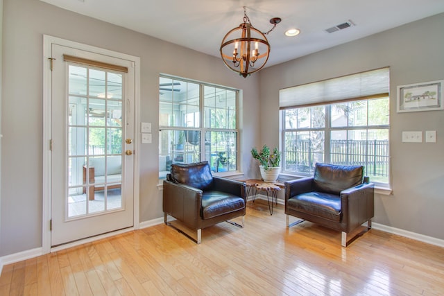 486 Maple Oak Ln, Charleston, SC 29414 - sitting room with a chandelier, light wood finished floors, baseboards, and recessed lighting