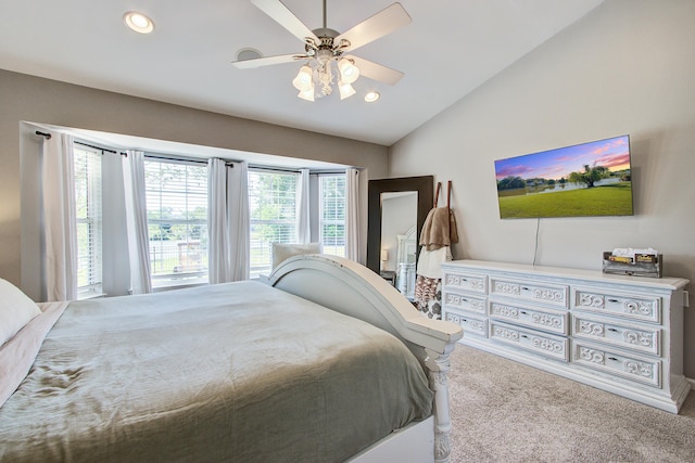 486 Maple Oak Ln, Charleston, SC 29414 - bedroom featuring carpet flooring, vaulted ceiling, recessed lighting, and ceiling fan