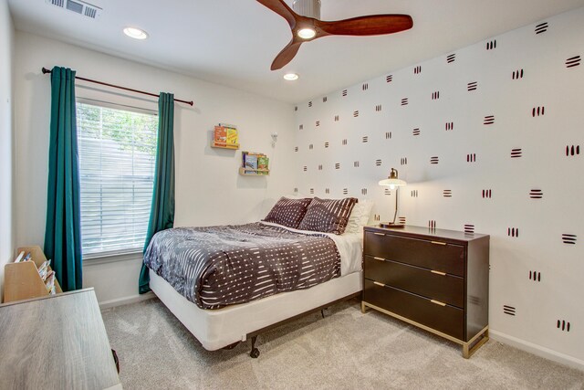 486 Maple Oak Ln, Charleston, SC 29414 - bedroom with baseboards, light carpet, recessed lighting, and a ceiling fan