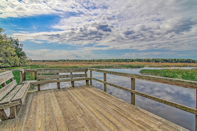 view of dock featuring a water view