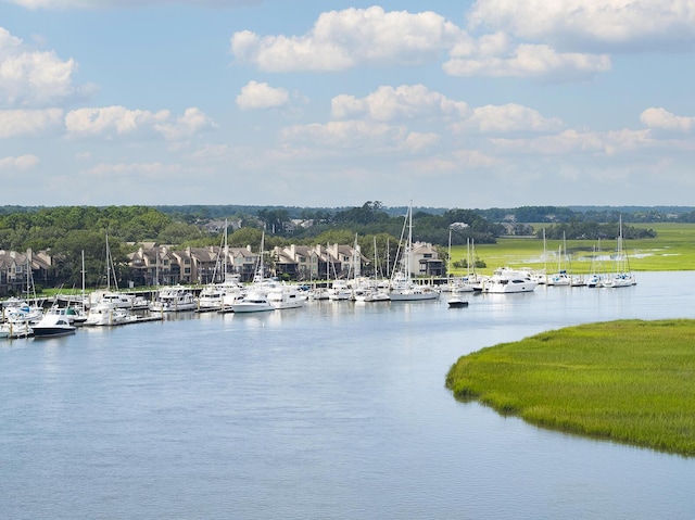 property view of water with a boat dock