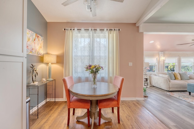 422 Cabrill Dr, Charleston, SC 29414 - dining room featuring ceiling fan, wood finished floors, and baseboards