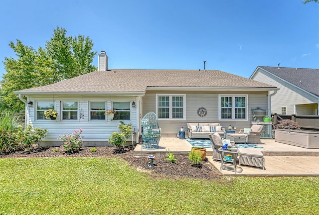 422 Cabrill Dr, Charleston, SC 29414 - back of house featuring an outdoor living space, a patio area, a chimney, and a yard