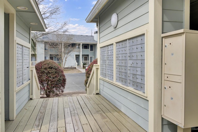 wooden terrace with mail area