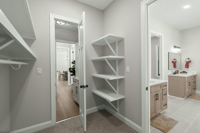 walk in closet with a sink