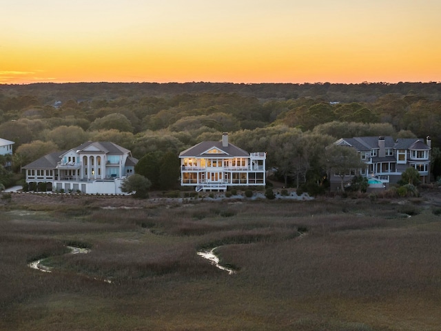 aerial view with a wooded view