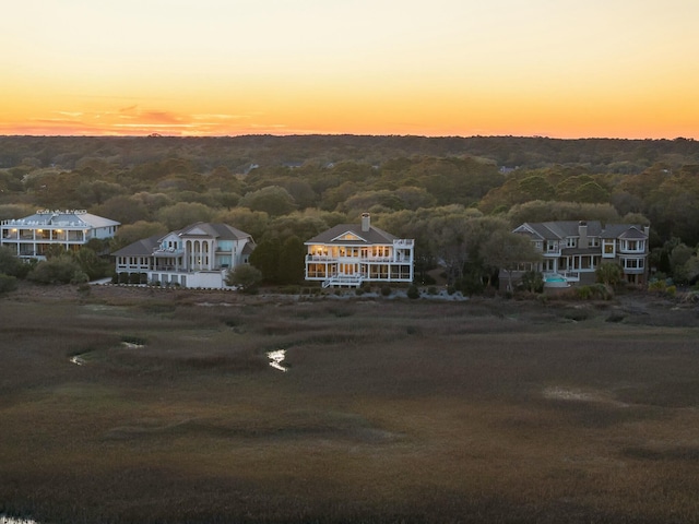 drone / aerial view with a forest view