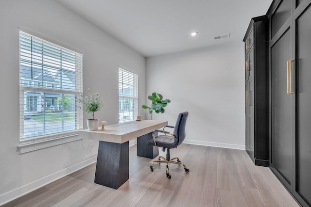 445 Oswego Ct, Greenville, SC 29607 - office space with baseboards, light wood finished floors, and recessed lighting