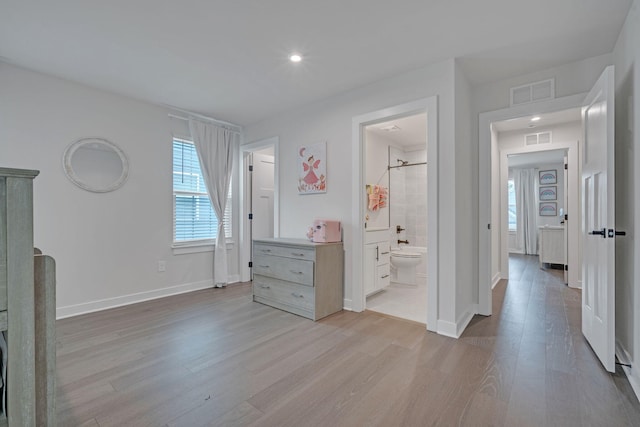 445 Oswego Ct, Greenville, SC 29607 - bedroom with light wood finished floors, baseboards, recessed lighting, and ensuite bathroom