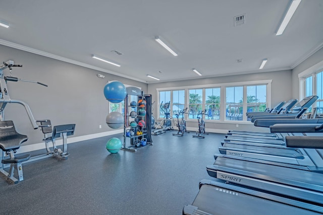 445 Oswego Ct, Greenville, SC 29607 - exercise room with crown molding and baseboards
