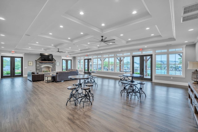 445 Oswego Ct, Greenville, SC 29607 - lobby featuring coffered ceiling, recessed lighting, crown molding, and beamed ceiling