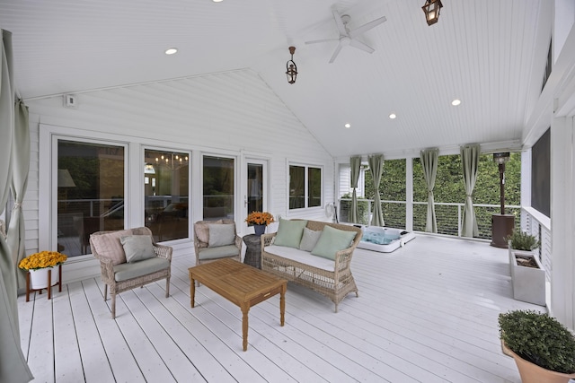 1075 Wayfarer Ln, Charleston, SC 29412 - wooden deck featuring ceiling fan and outdoor lounge area