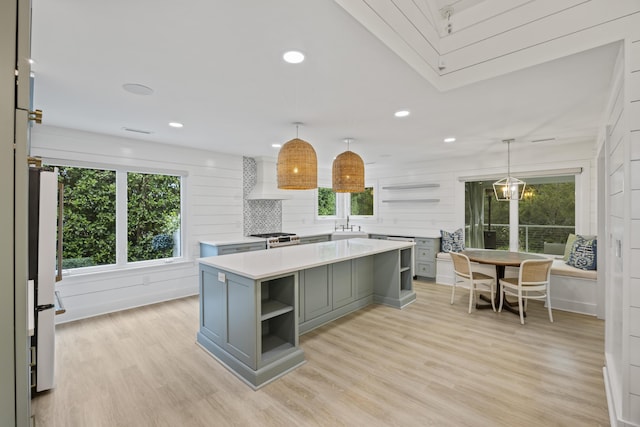 1075 Wayfarer Ln, Charleston, SC 29412 - kitchen featuring open shelves, light countertops, light wood-style flooring, healthy amount of natural light, and recessed lighting