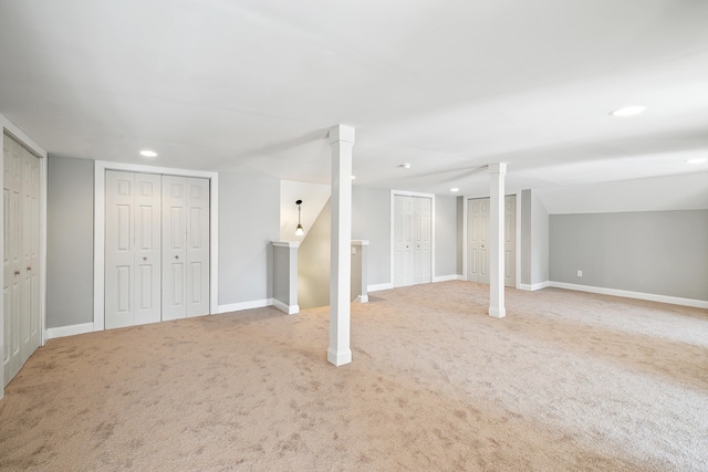 basement featuring carpet floors