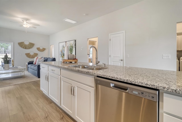 TBD Oleary Cir, Summerville, SC 29483 - kitchen featuring open floor plan, a sink, light wood-style floors, ceiling fan, and dishwasher