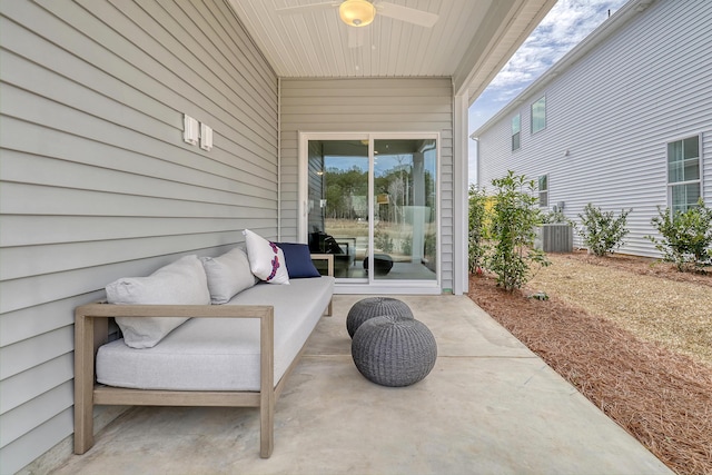 TBD Oleary Cir, Summerville, SC 29483 - view of patio featuring a ceiling fan, an outdoor hangout area, and central AC unit