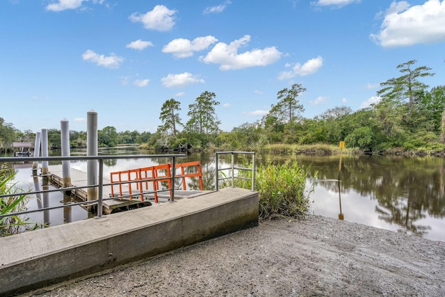 dock area featuring a water view