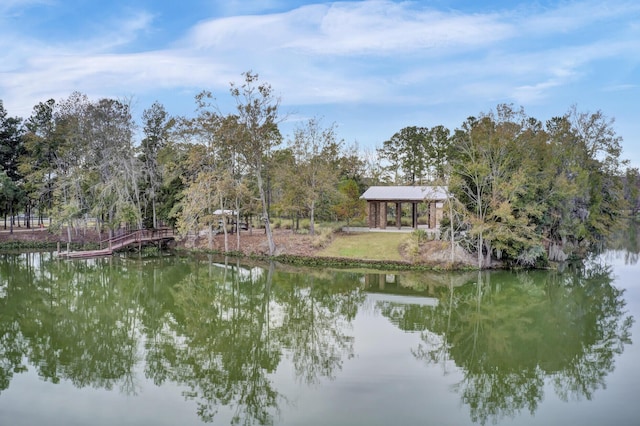 water view featuring a gazebo