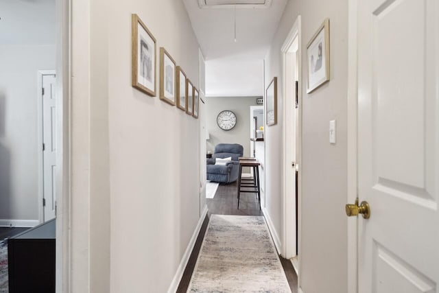2158 Till Rd, Charleston, SC 29414 - corridor featuring attic access and dark wood-type flooring