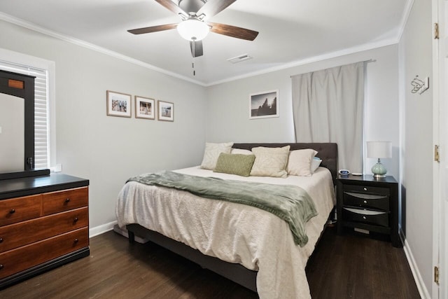 2158 Till Rd, Charleston, SC 29414 - bedroom featuring dark wood-style flooring, crown molding, and a ceiling fan