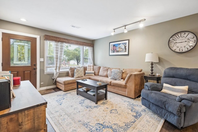 2158 Till Rd, Charleston, SC 29414 - living area featuring wood finished floors, rail lighting, and recessed lighting