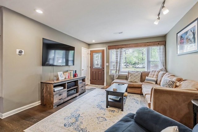 2158 Till Rd, Charleston, SC 29414 - living room featuring wood finished floors, recessed lighting, and rail lighting
