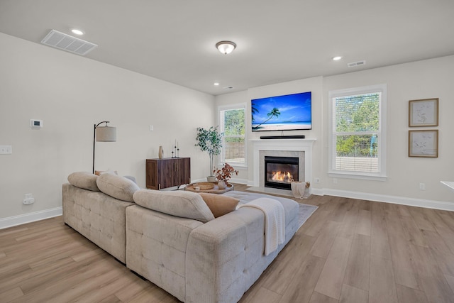 living room featuring light hardwood / wood-style flooring