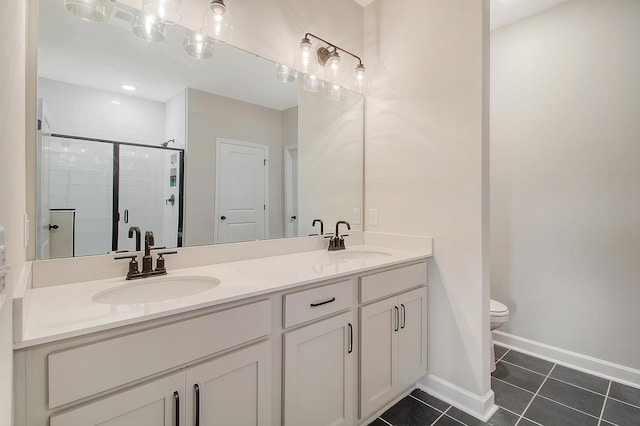 299 Lucca Dr, Summerville, SC 29486 - bathroom with double vanity, tile patterned flooring, and a shower stall