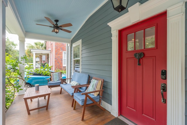 293 Grove St, Charleston, SC 29403 - porch featuring a ceiling fan