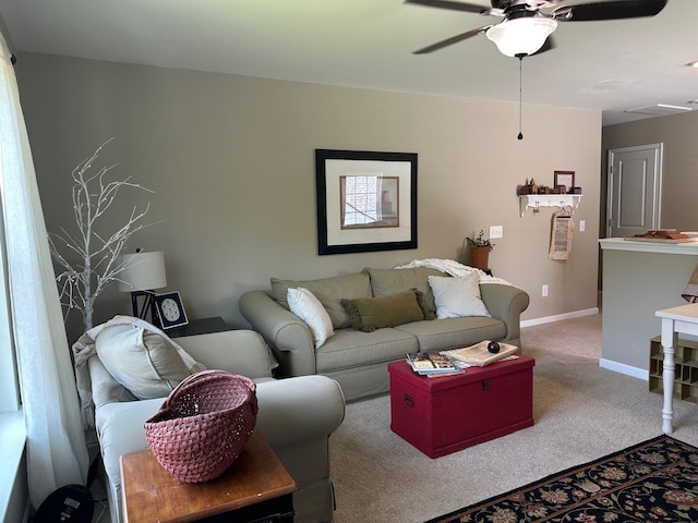 677 Redbud Ln, Summerville, SC 29486 - carpeted living room featuring a ceiling fan and baseboards