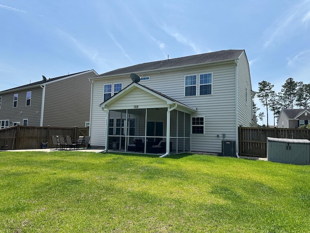 677 Redbud Ln, Summerville, SC 29486 - back of house featuring a sunroom, central air condition unit, and a patio