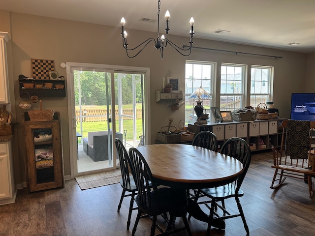 677 Redbud Ln, Summerville, SC 29486 - dining space with dark wood-style floors and a chandelier
