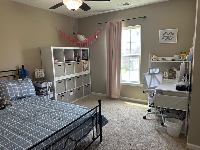 677 Redbud Ln, Summerville, SC 29486 - carpeted bedroom with multiple windows, baseboards, an office area, and a ceiling fan