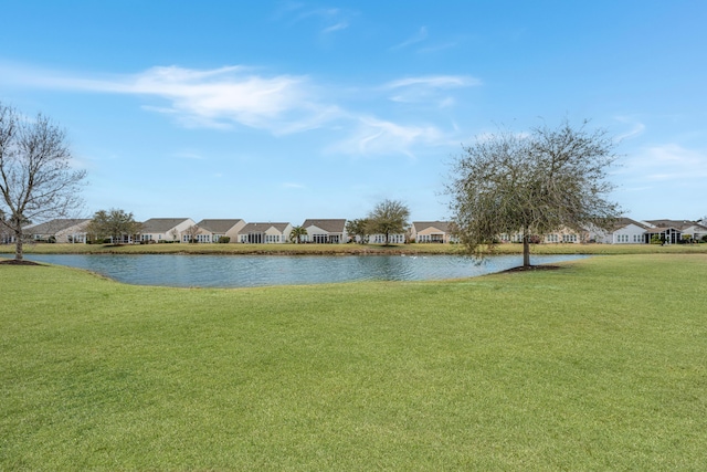 view of water feature with a residential view