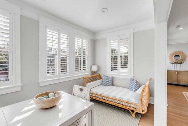 sitting room with wood finished floors