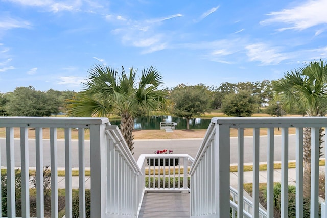 balcony with a water view