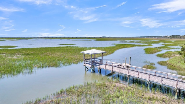 view of dock featuring a water view