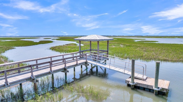 dock area featuring a water view