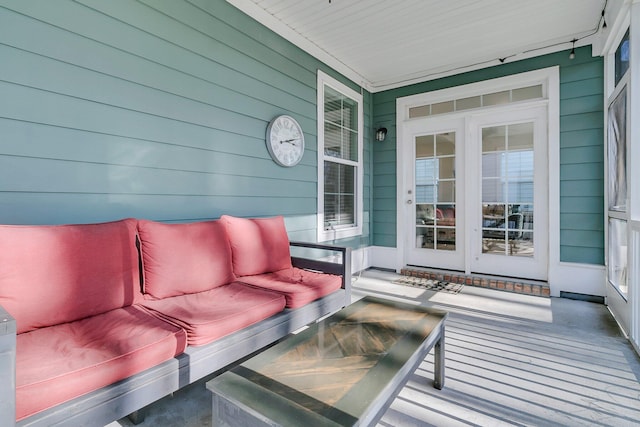 wooden terrace with covered porch