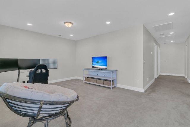 interior space with light colored carpet