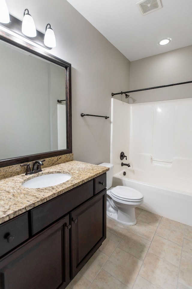 225 Slipper Shell Ct, Mount Pleasant, SC 29464 - bathroom featuring vanity, tub / shower combination, toilet, tile patterned floors, and recessed lighting
